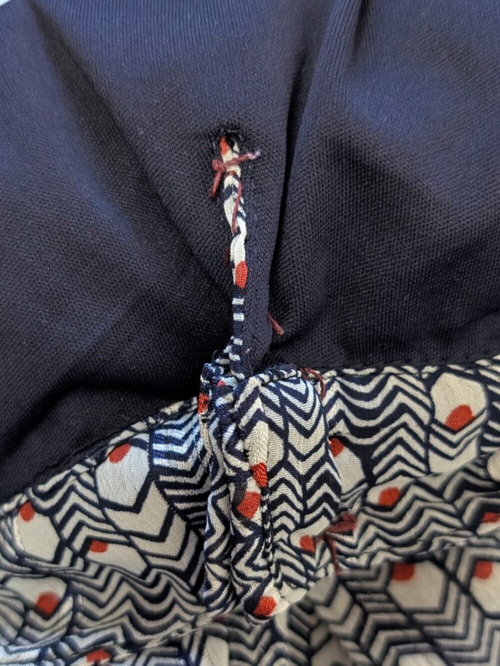 Sheer Flowy Red & Blue Abstract Blouse - Picture 6 of 10